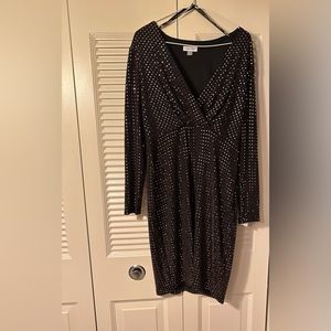 NWOT, only tried on. Calvin Klein womens Long Sleeve V-neck Glitter Dress
